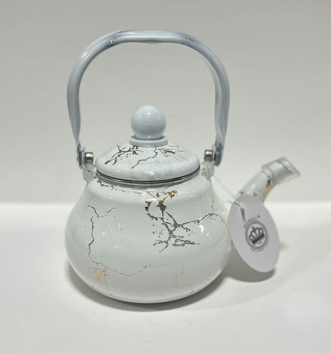 PHOENIX TEA KETTLE ENAMEL MARBLE WHITE INDUCTION COOK TOP 1.2LITER