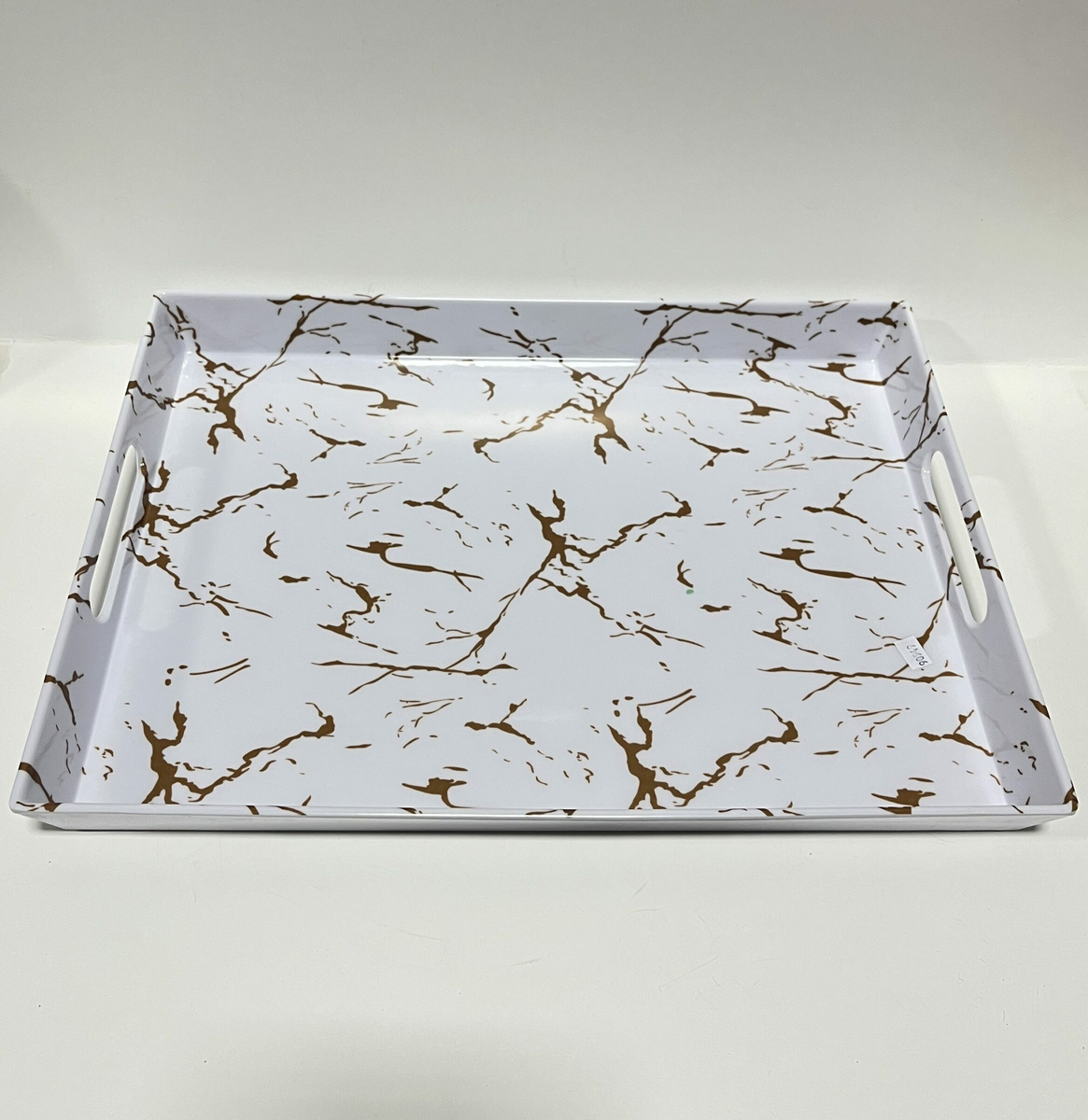 SERVING TRAY MELAMINE RECTANGLE MARBLE WHITE