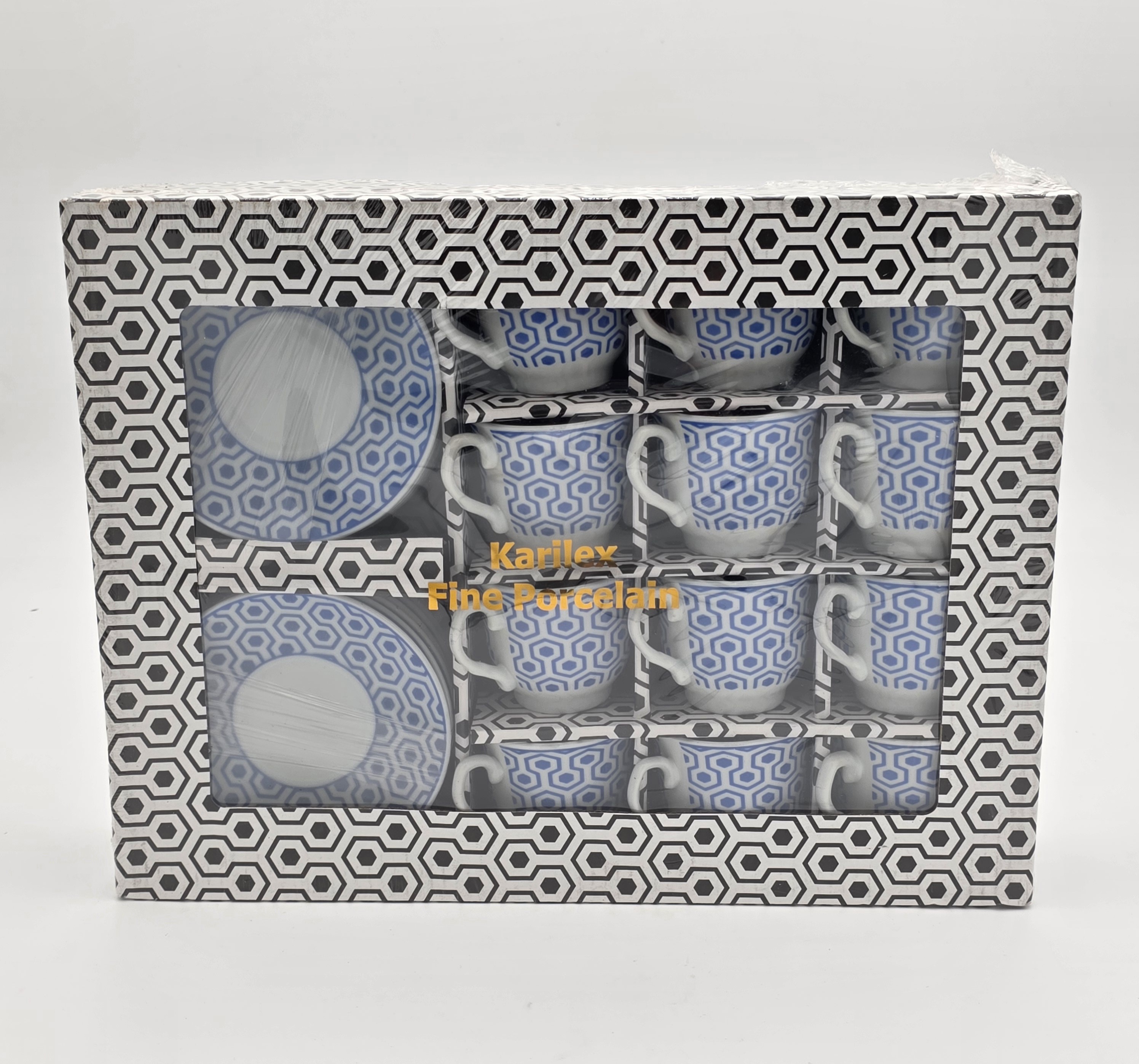 COFFEE CUPS WITH SAUCER BLUE WHITE