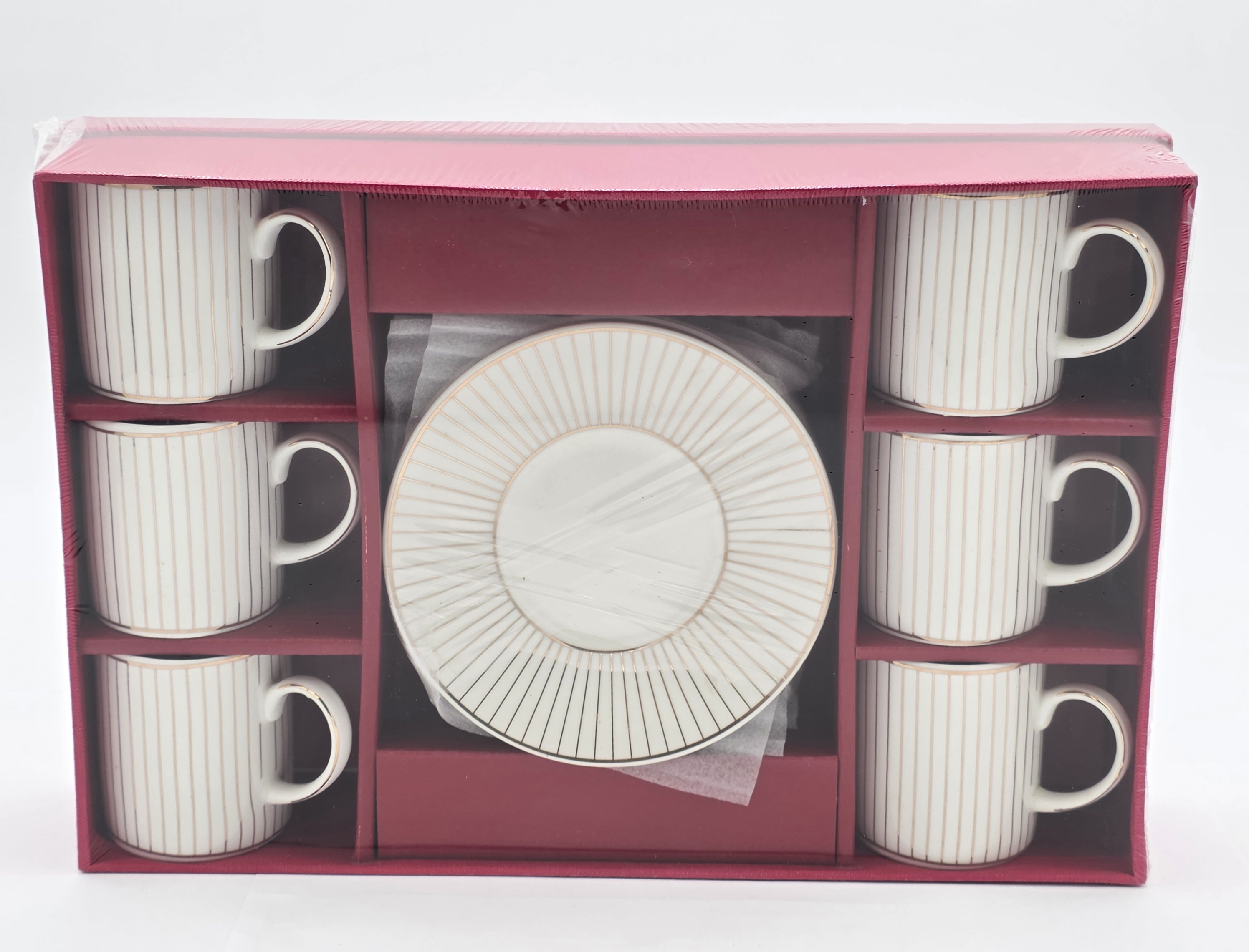 COFFEE CUPS IVORY GOLD STRIPES