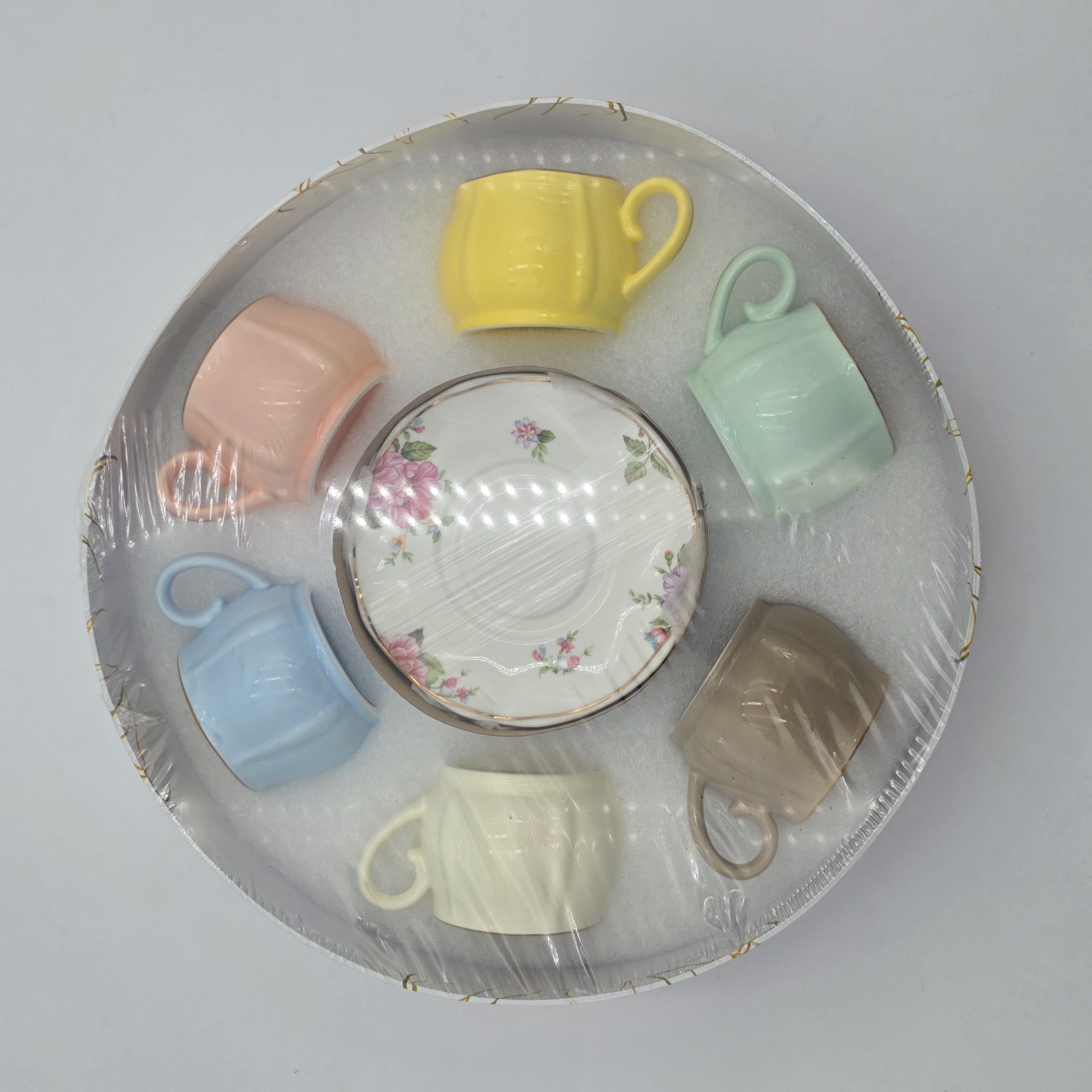 TEA CUPS SAUCER COLORED