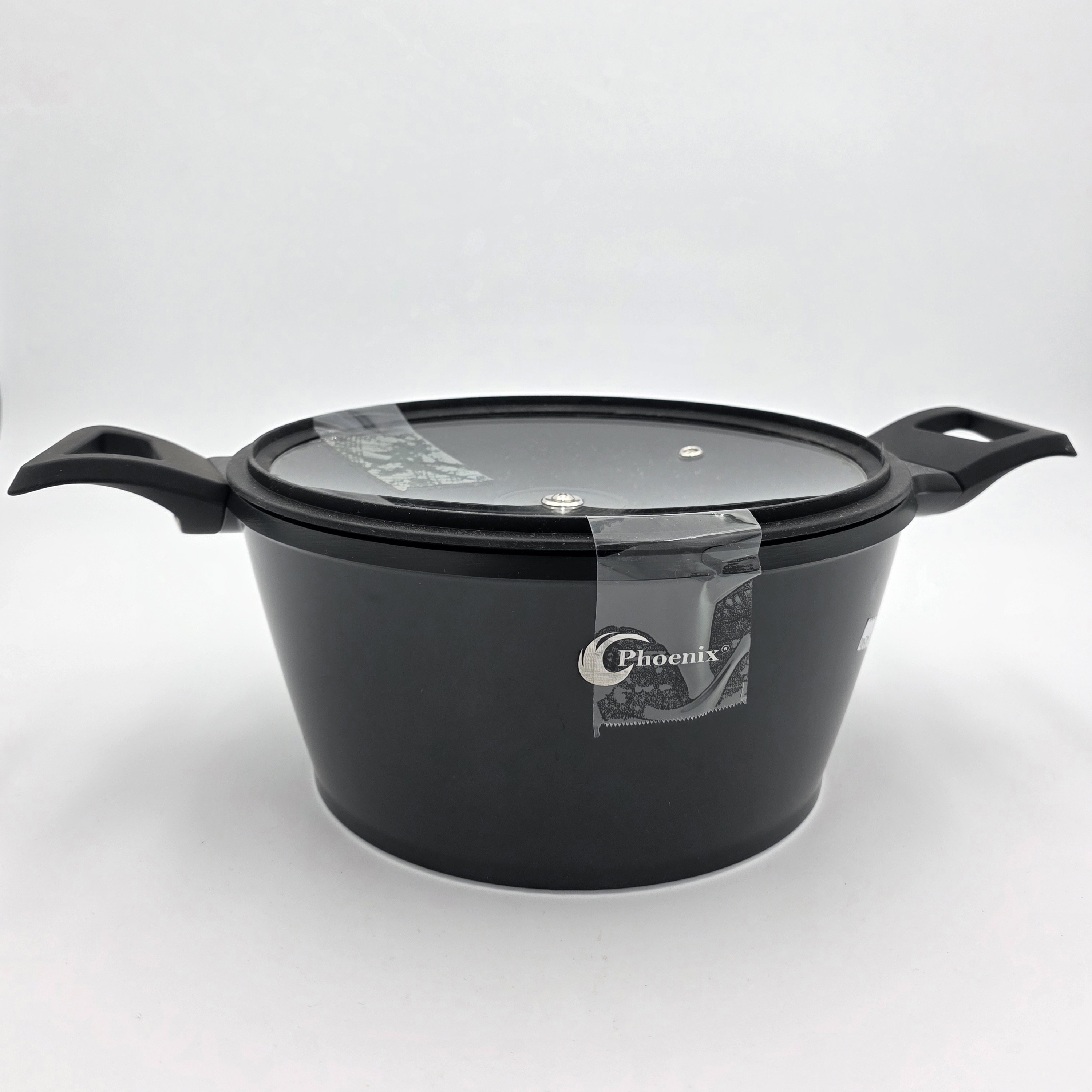 POT NON STICK BLACK GLASS COVER